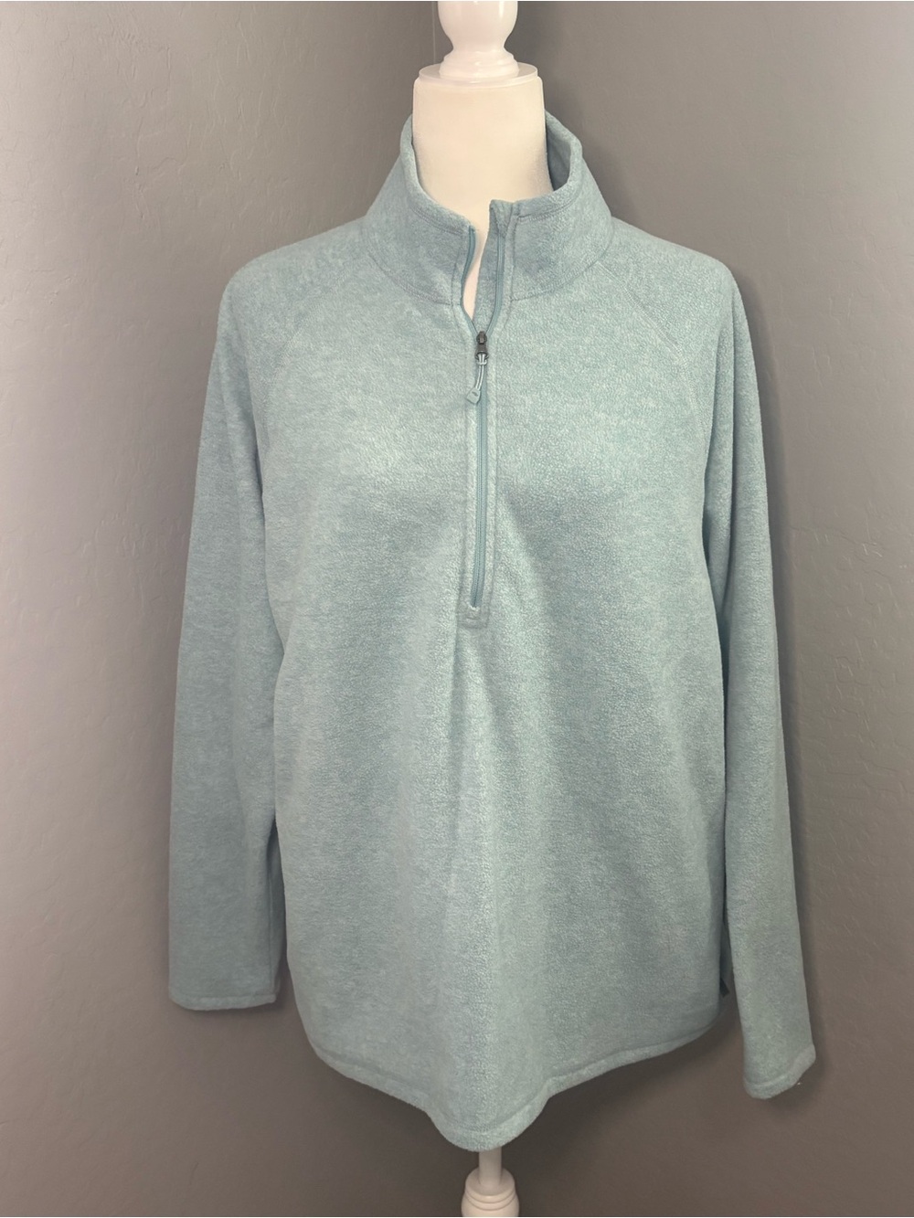 Eddie Bauer Pale Aqua Quarter-Zip Fleece Pullover